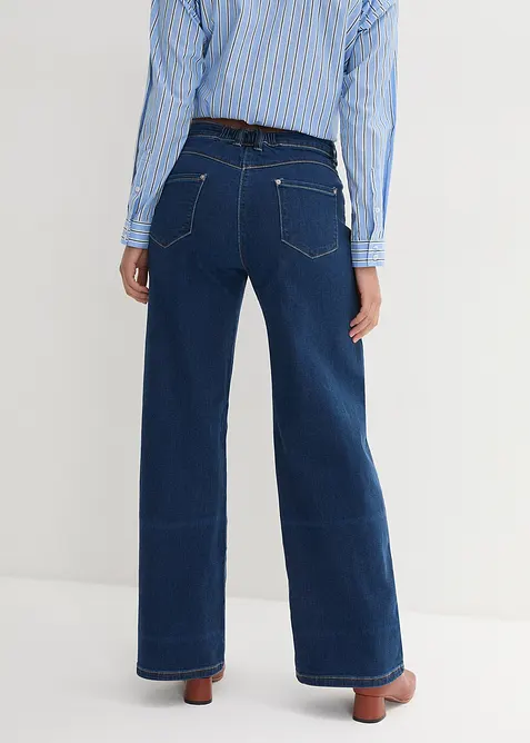 Jeans wide leg con cinta comoda, vita media, bonprix