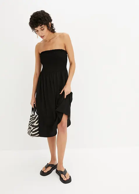 Abito in crêpe leggero con dettaglio smock, bonprix