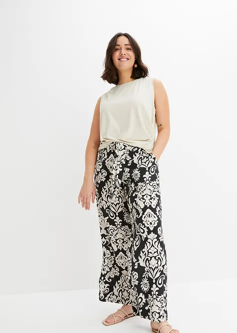 Pantaloni a palazzo con cinta comoda, bonprix