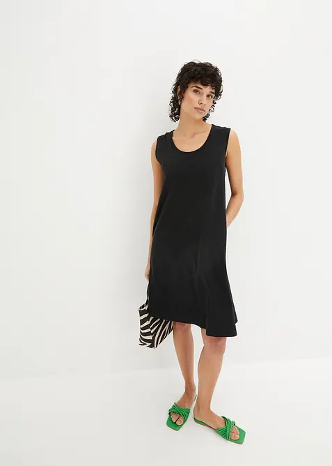 Abito corto svasato di jersey, smanicato, bonprix