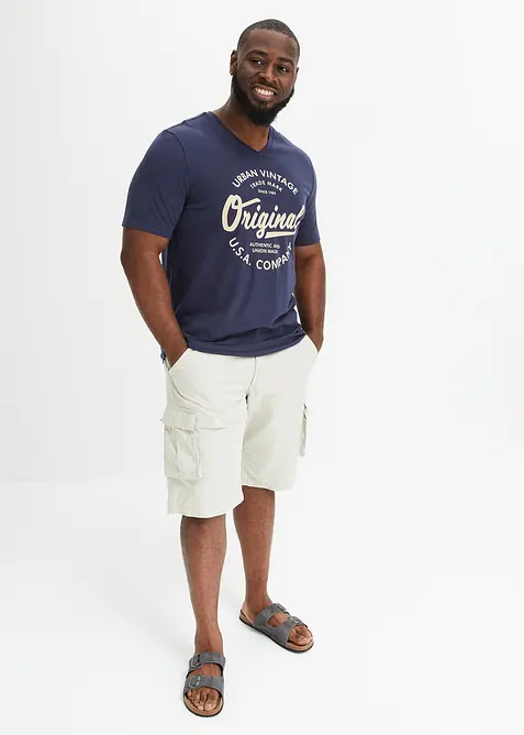 T-shirt con scollo a V in puro cotone, bonprix