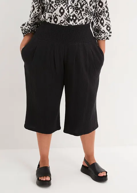 Pantaloni capri in soffice mussola, bonprix