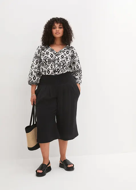 Pantaloni capri in soffice mussola, bonprix