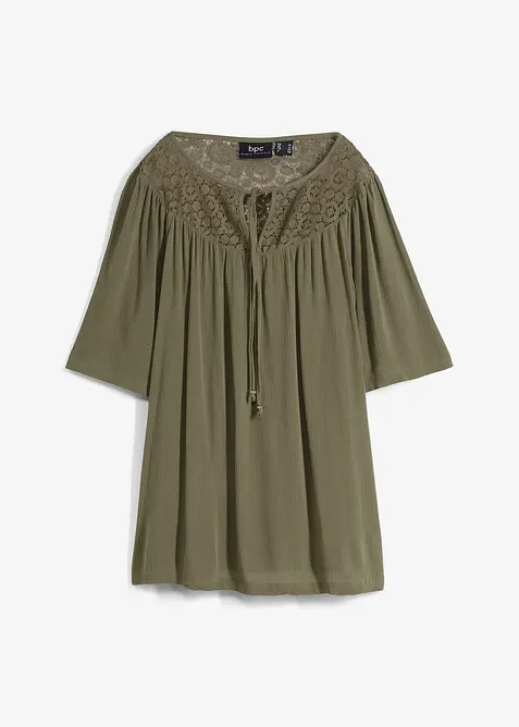 Tunica lunga in crinkle a mezze maniche, bonprix