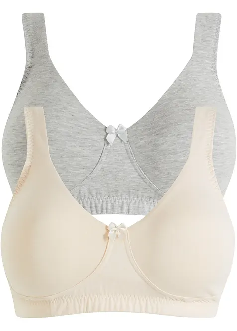 Reggiseno t-shirt minimizer senza ferretto con cotone biologico (pacco da 2), bonprix