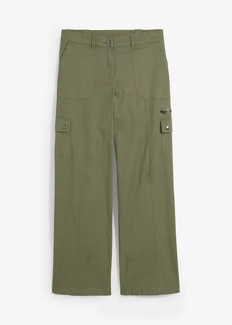 Pantaloni cargo in cotone, vita media, bonprix
