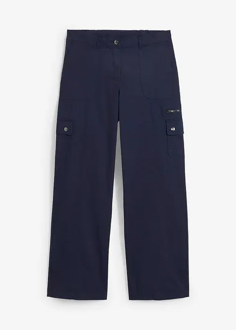 Pantaloni cargo in cotone, vita media, bonprix