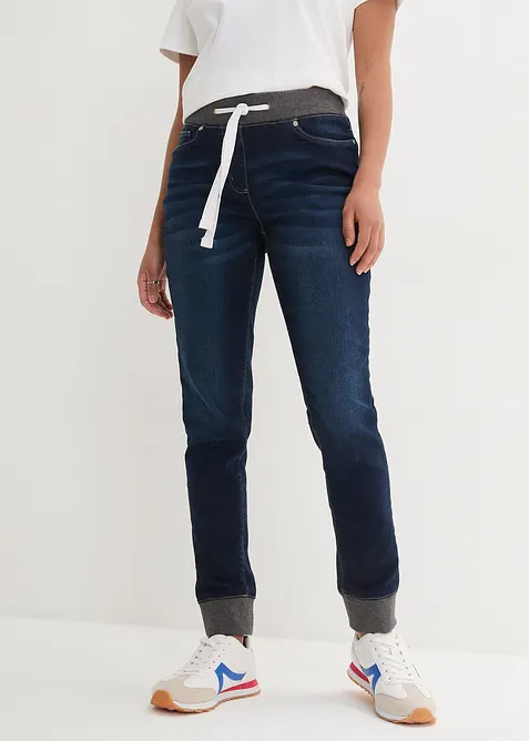 Jeans boyfriend con cinta comoda, vita media, bonprix