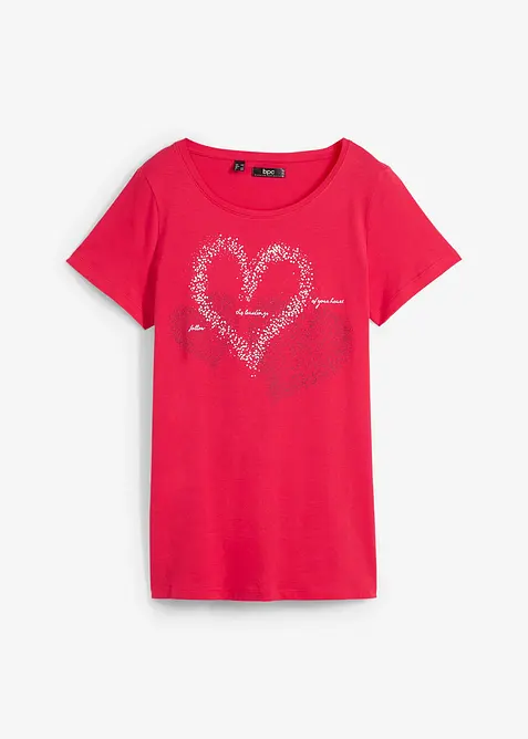 T-shirt in cotone biologico con cuore, bonprix