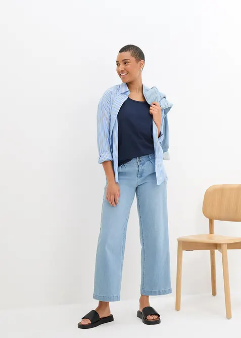 Jeans wide leg con girovita comodo, vita alta, bonprix