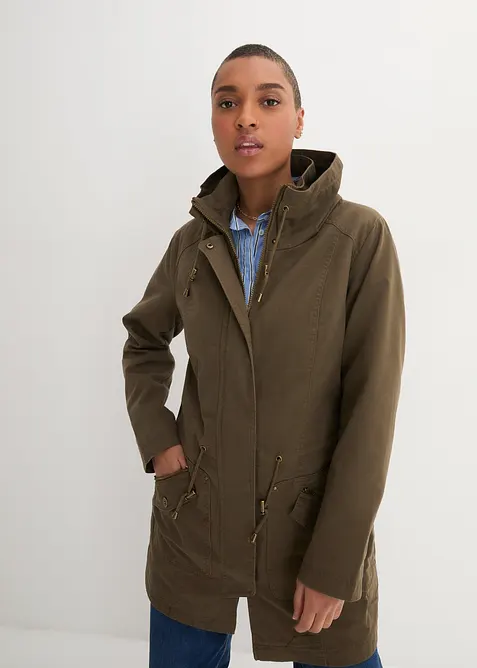 Parka corto in cotone a collo alto con coulisse, bonprix
