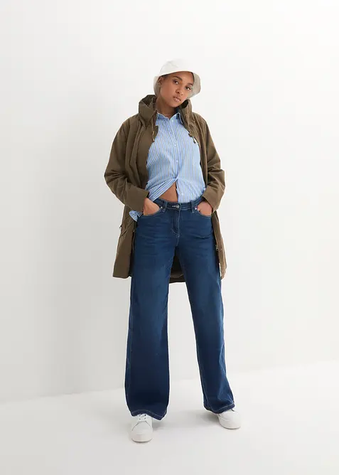 Parka corto in cotone a collo alto con coulisse, bonprix