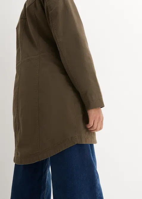 Parka corto in cotone a collo alto con coulisse, bonprix