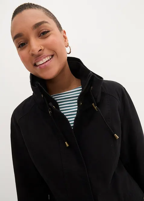 Parka corto in cotone a collo alto con coulisse, bonprix