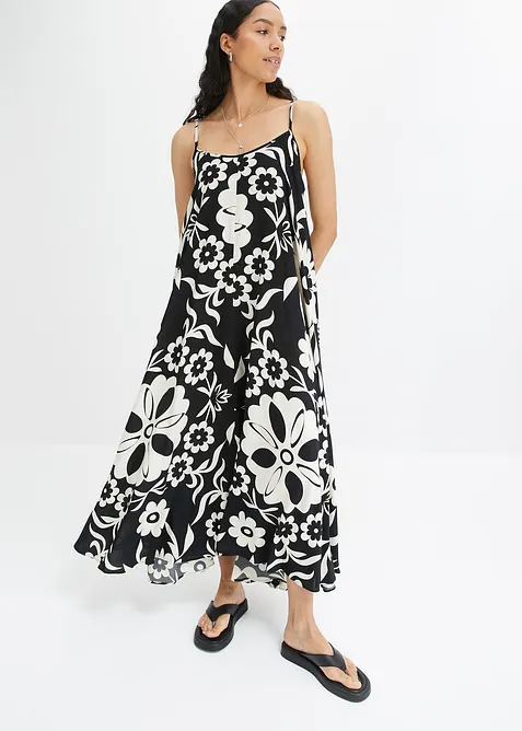 Abito lungo e ampio con spalline in viscosa fluente, bonprix