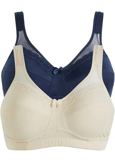 Reggiseno contenitivo senza ferretto con spalline imbottite (pacco da 2), bonprix