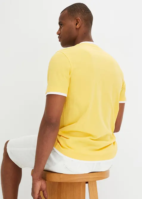 Maglia serafino a maniche corte in puro cotone biologico (pacco da 2), bonprix