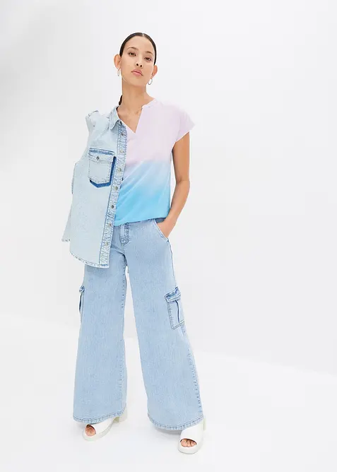 Maglia serafino con effetto ombré, bonprix