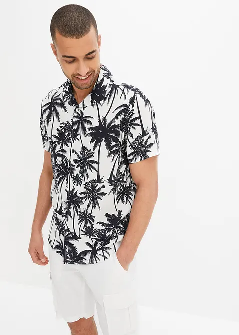Camicia a maniche corte in viscosa, slim fit, bonprix