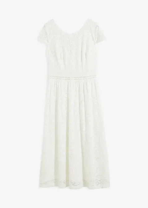 Abito in pizzo con inserto effetto uncinetto in vita, bonprix