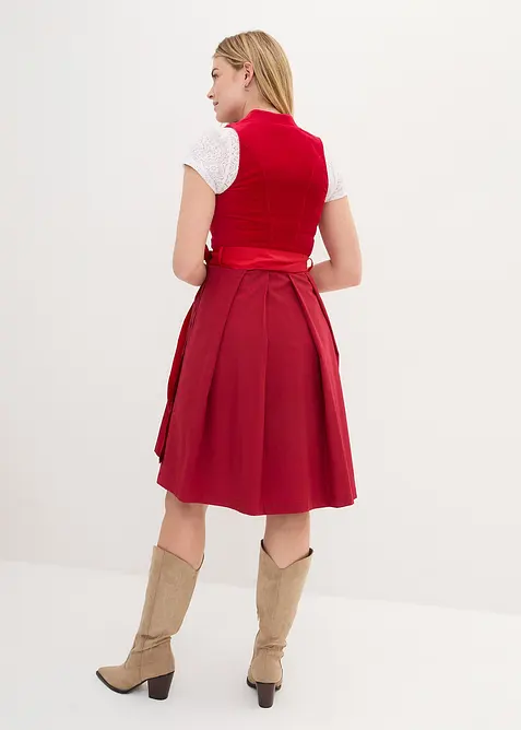 Abito bavarese con bustino in velluto e grembiule in raso (set 2 pezzi), bonprix