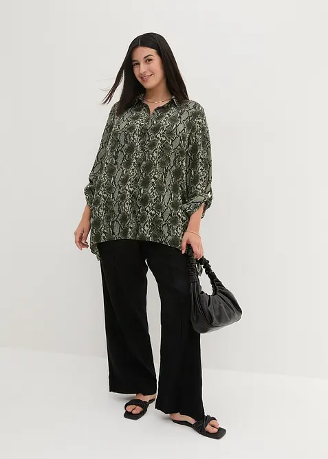 Pantaloni a palazzo in misto lino e viscosa leggero, bonprix