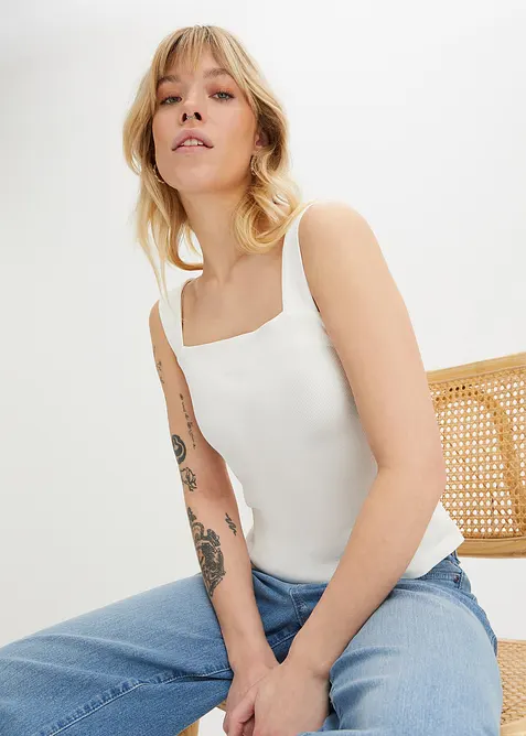 Top a costine in cotone biologico (pacco da 2), bonprix