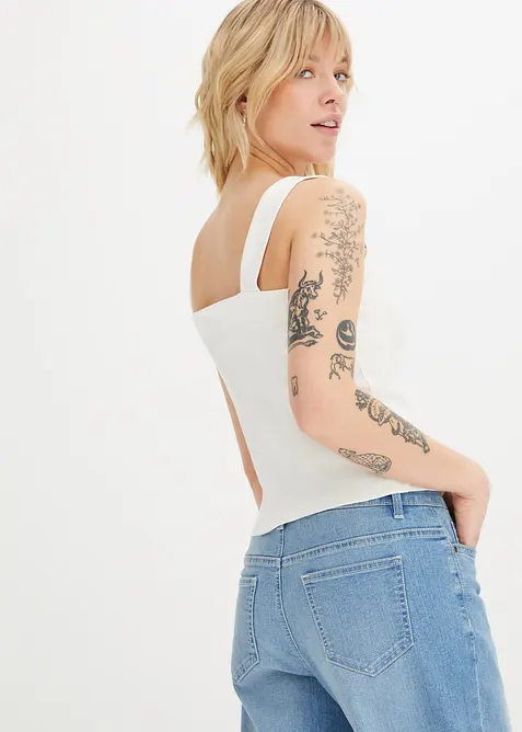 Top a costine in cotone biologico (pacco da 2), bonprix