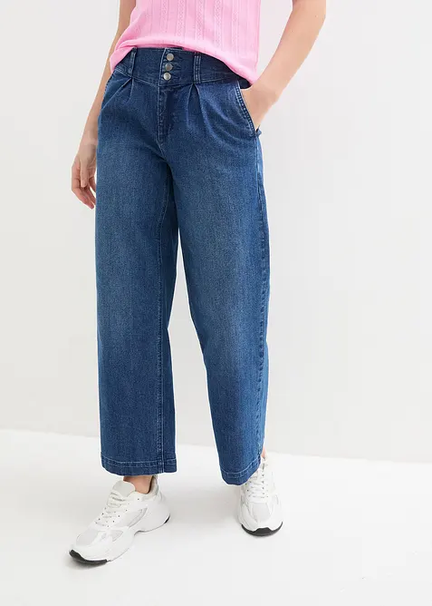 Jeans wide leg con elastico in vita, high waist, bonprix