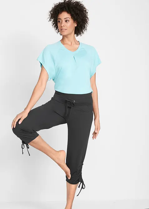 Pantaloni capri in misto viscosa con arricciatura, bonprix