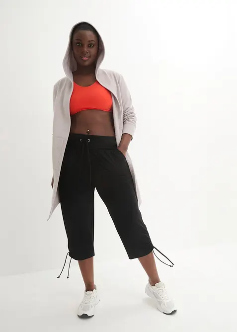 Pantaloni capri in misto viscosa con arricciatura, bonprix