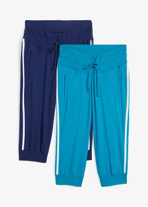 Pantaloni capri da jogging in cotone (pacco da 2), bonprix