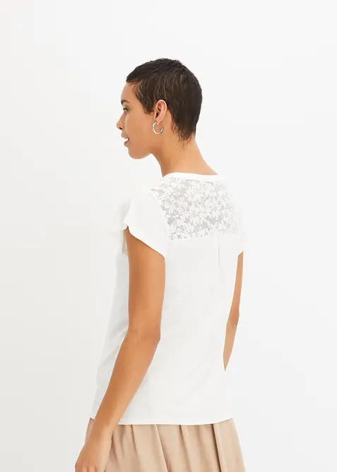 Maglia serafino in misto viscosa, bonprix