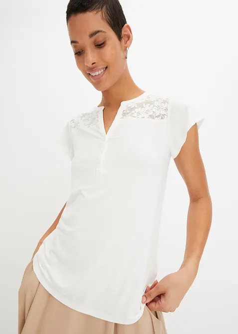 Maglia serafino in misto viscosa, bonprix