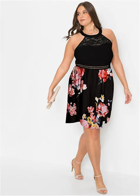 Abito di jersey con pizzo, bonprix