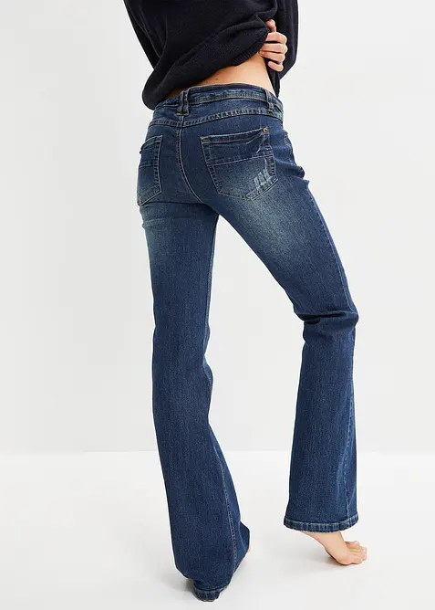 Jeans flared elasticizzati, vita bassa, bonprix
