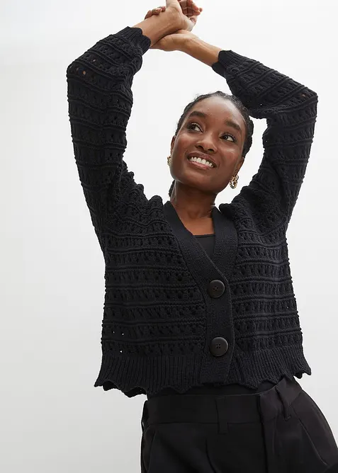 Cardigan traforato in puro cotone, bonprix