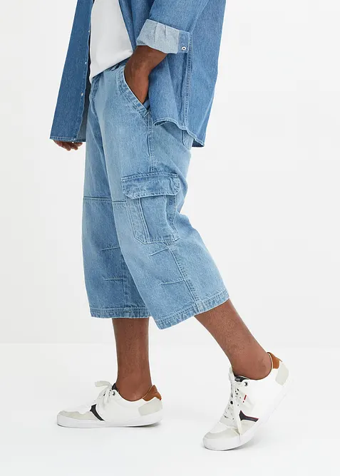 Jeans cargo elasticizzati a pinocchietto regular fit, straight, bonprix