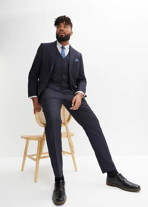 Completo (4 pezzi) giacca, pantaloni, gilet, cravatta, slim fit, bonprix