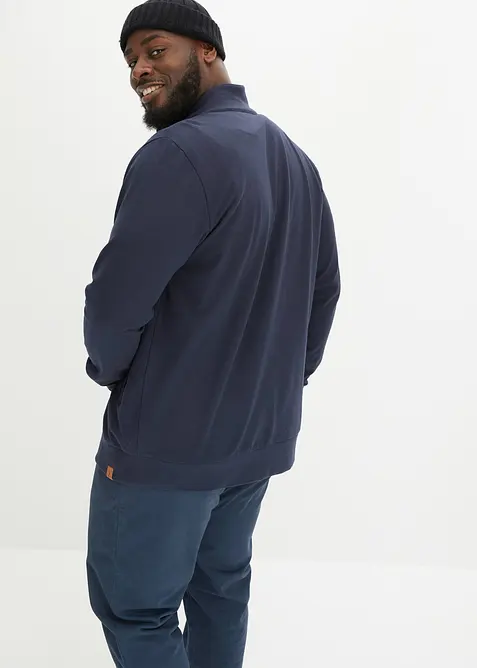 Felpa con zip con collo dritto e dettagli in similpelle, bonprix