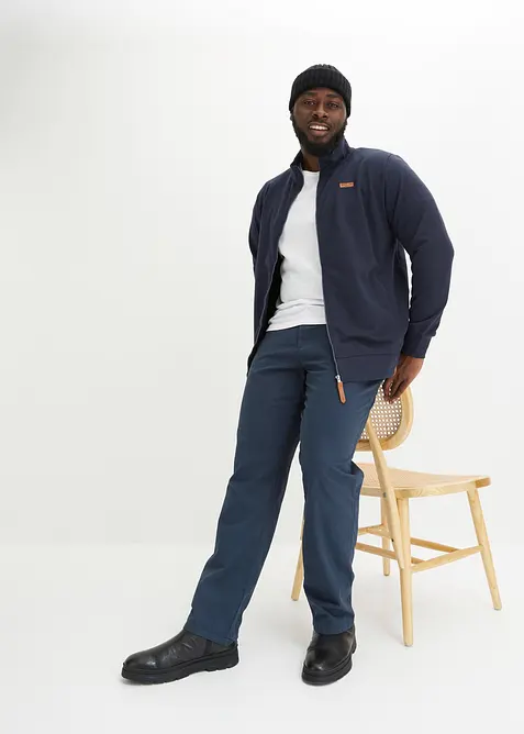 Felpa con zip con collo dritto e dettagli in similpelle, bonprix