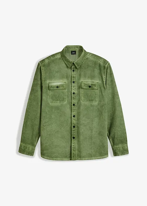 Camicia a maniche lunghe in puro cotone effetto lavato, bonprix