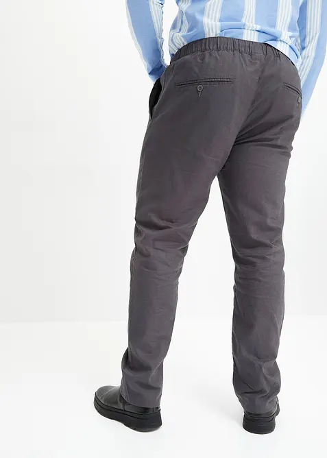 Pantaloni in misto lino con elastico in vita regular fit, straight, bonprix