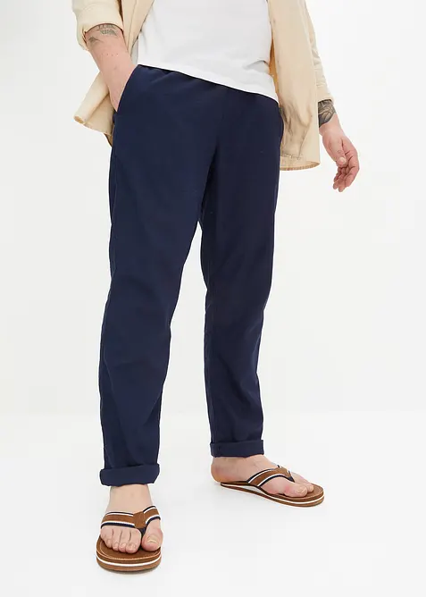 Pantaloni in misto lino con elastico in vita regular fit, straight, bonprix