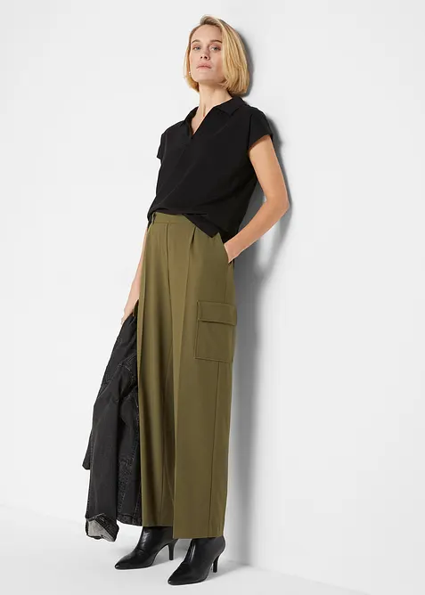 Maglia con colletto polo aperto, bonprix