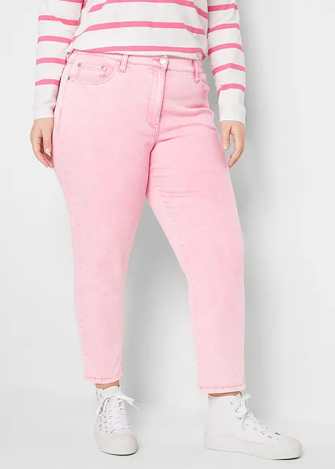 Pantaloni in twill cropped in look usato, bonprix