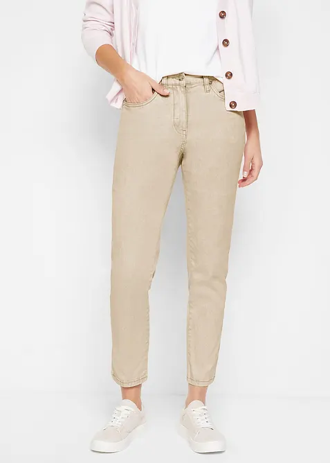 Pantaloni in twill cropped in look usato, bonprix