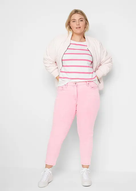 Pantaloni in twill cropped in look usato, bonprix