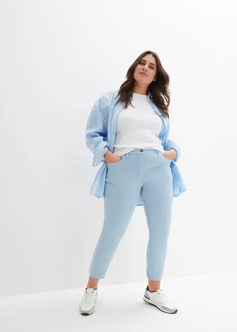 Pantaloni in twill cropped in look usato, bonprix