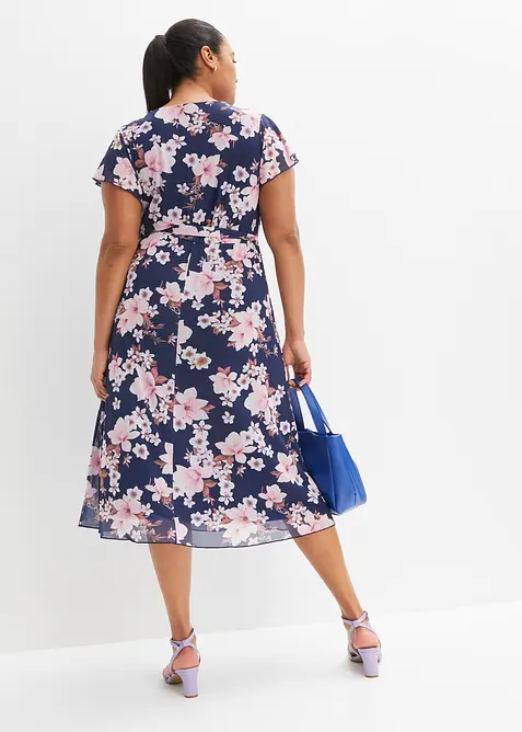 Abito midi in mesh fantasia, bonprix